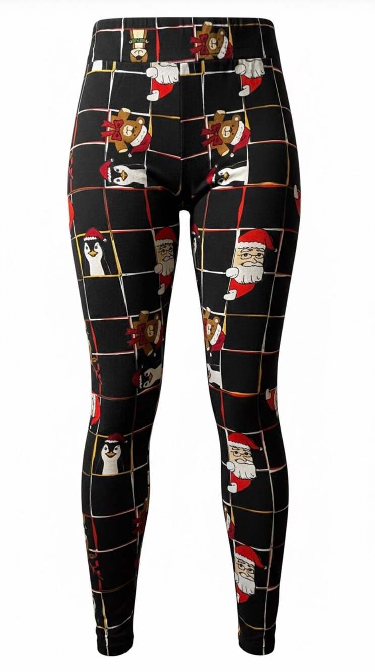 LuLaRoe Christmas Leggings Size Tall & Curvy Black Santa Penguin #christmas